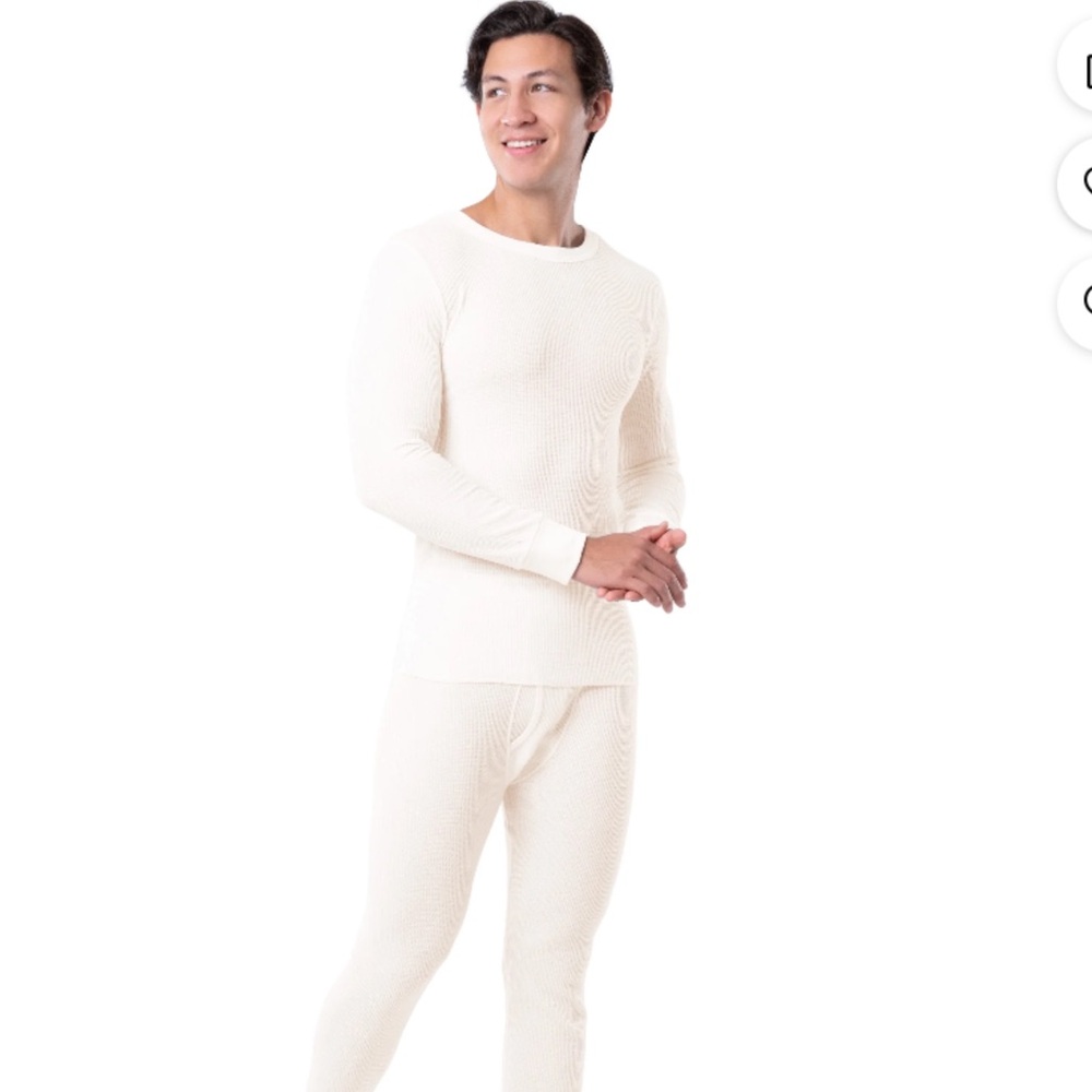 Fruit Of The Loom Men’s Waffle White  Baselayer Crew Neck Thermal Top